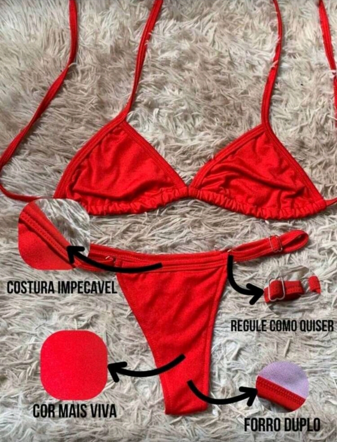 Biquini feminino marquinha de fita com regulagem lateral